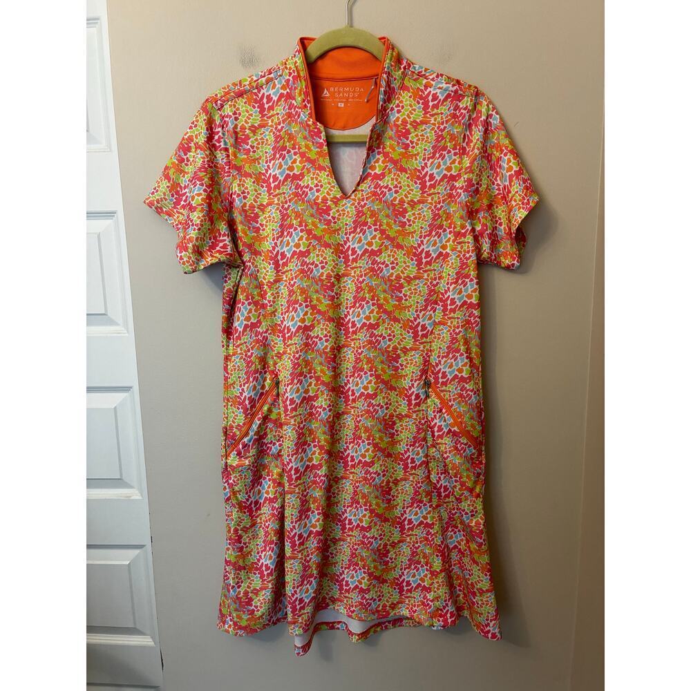Bermuda Sands Paris Dress Athletic Golf Pink Orange Floral Size M